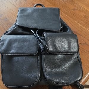 FRANKLIN COVEY Black Leather Backpack